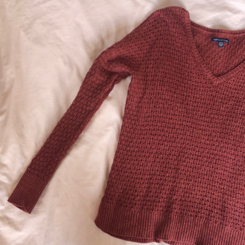 American Eagle Maroon Knit Sweater